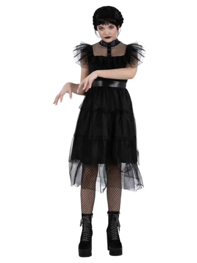 Gothic Prom (Wednesday) Children's Fancy Dress Costume - Image 2