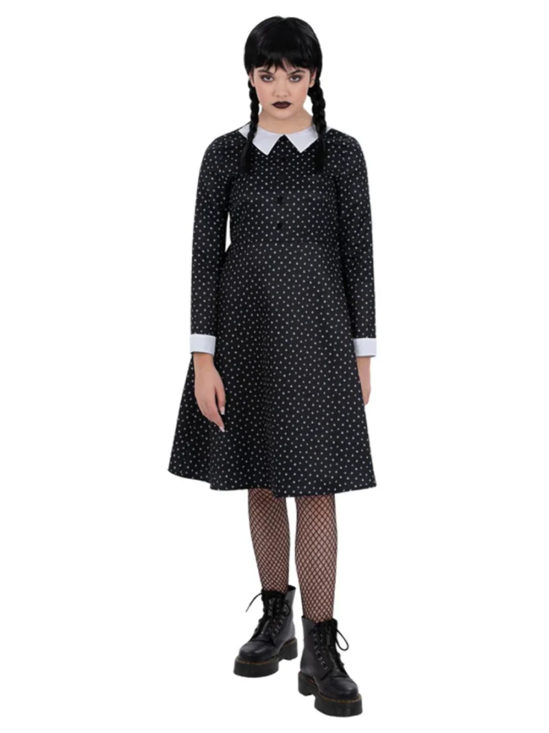 Gothic School Girl (Wednesday Addams) Children's Fancy Dress Costume - Image 2