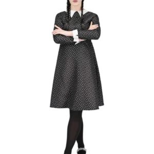 Gothic School Girl (Wednesday Addams) Ladies Fancy Dress Costume