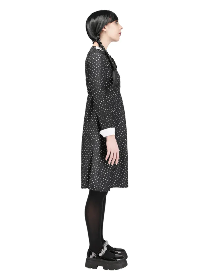 Gothic School Girl (Wednesday Addams) Ladies Fancy Dress Costume - Image 3