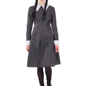 Gothic School Girl (Wednesday Addams) Ladies Fancy Dress Costume
