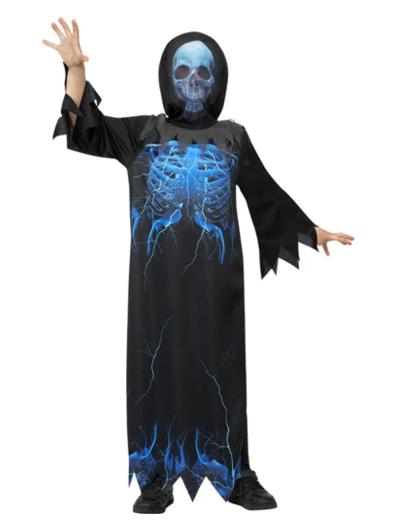 Midnight Skeleton Reaper Children's Halloween Fancy Dress Costume