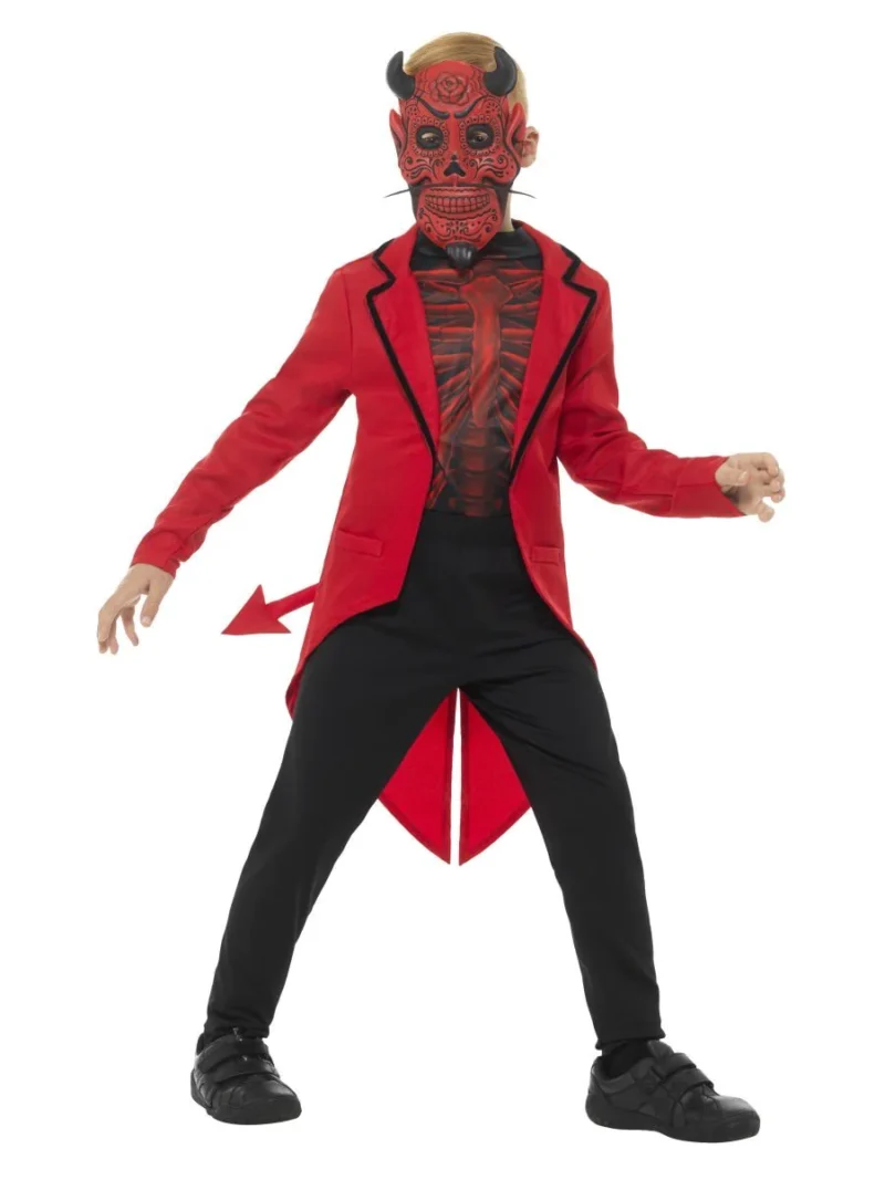 Deluxe Day Of The Dead Devil Boy Children's Fancy Dress Costume