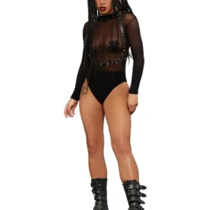 Fever Long Sleeve V Striped Bodysuit - Image 2