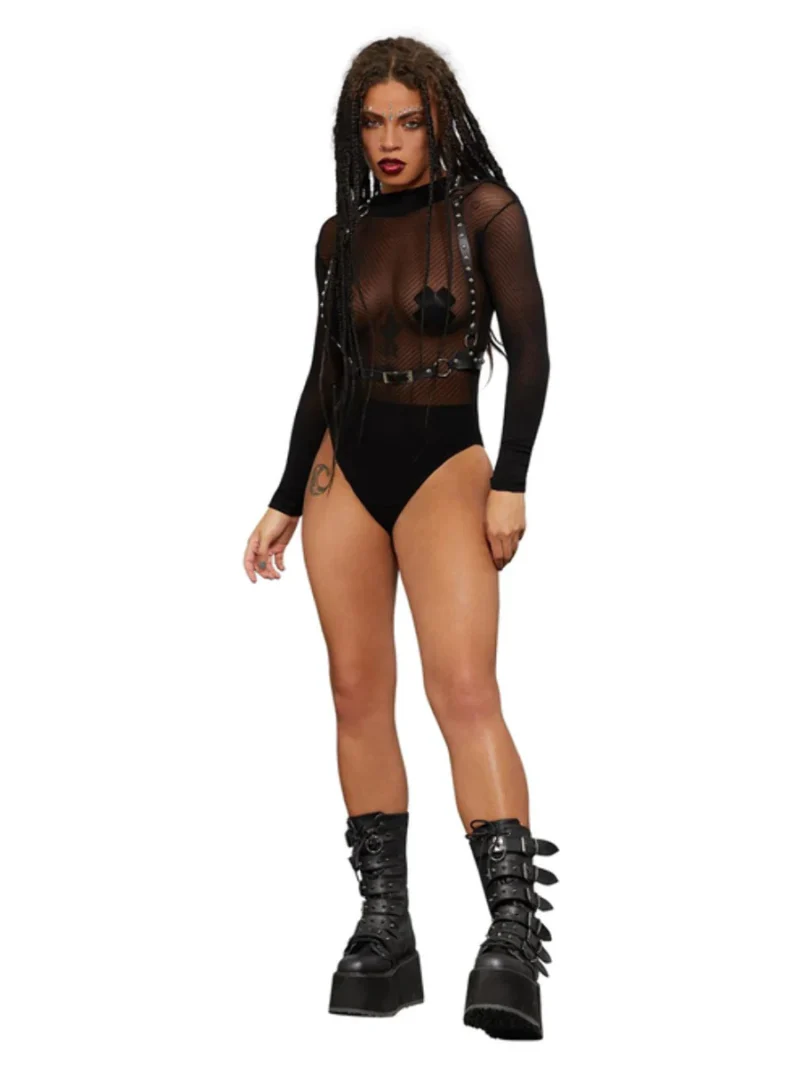 Fever Long Sleeve V Striped Bodysuit - Image 2