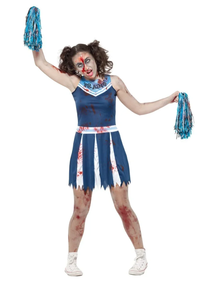Zombie Cheerleader Teen Fancy Dress Costume - Image 2