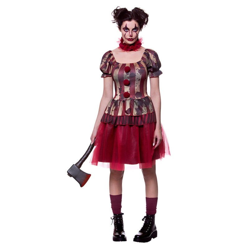 Vintage Scary Circus Clown Halloween Fancy Dress Costume