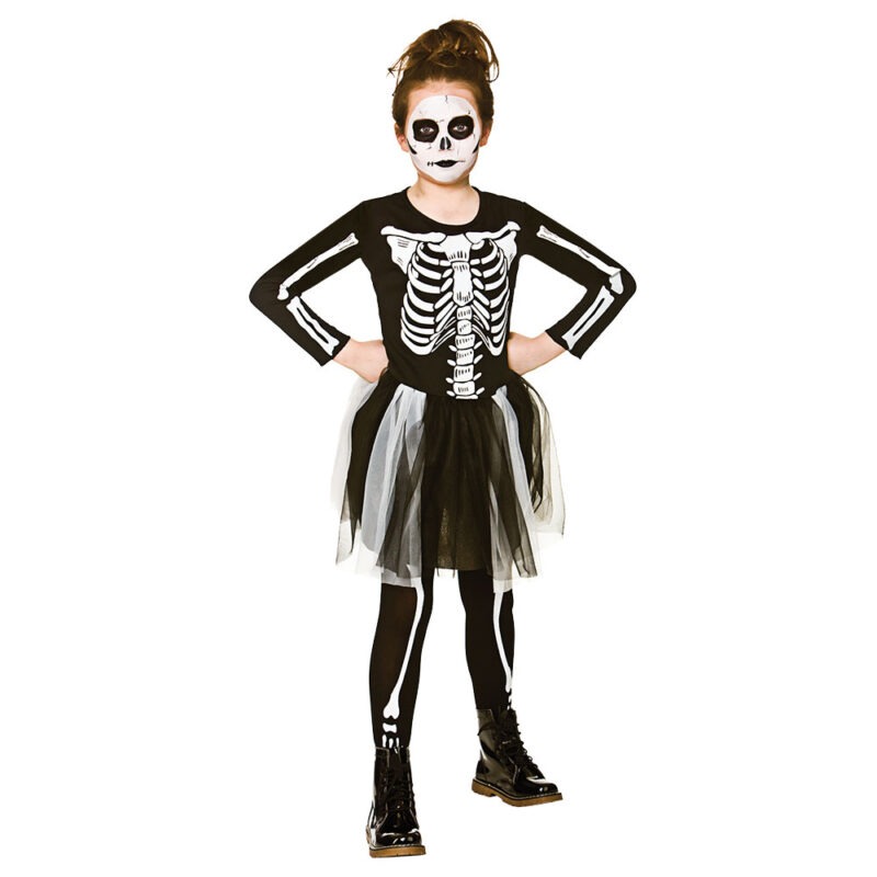 Skeleton Girl Halloween Childrens Fancy Dress Costumes
