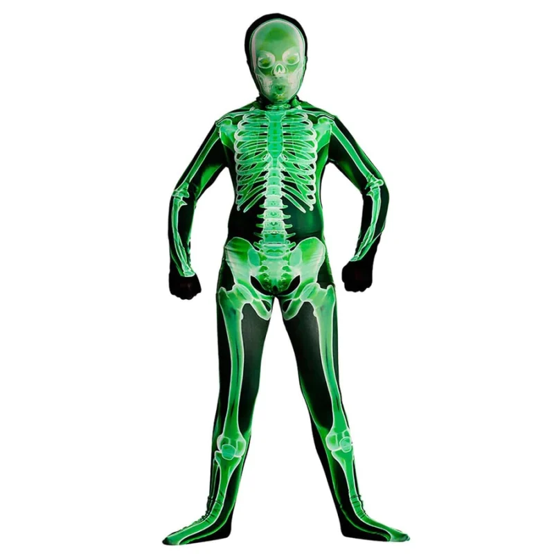 X-Ray Skeleton Second Skinz Green Halloween Boys Fancy Dress Costume