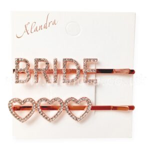 Bride & Hearts 2 Piece Diamate Hair Slide Set