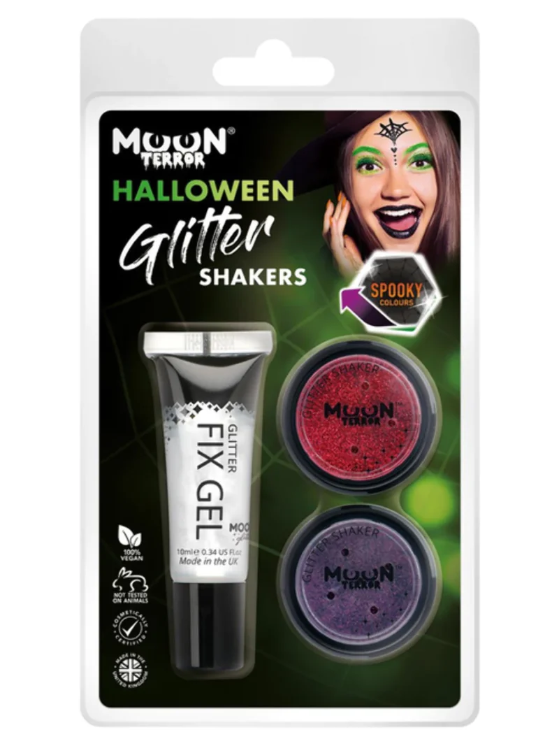 Moon Terror Halloween Glitter Shakers Set