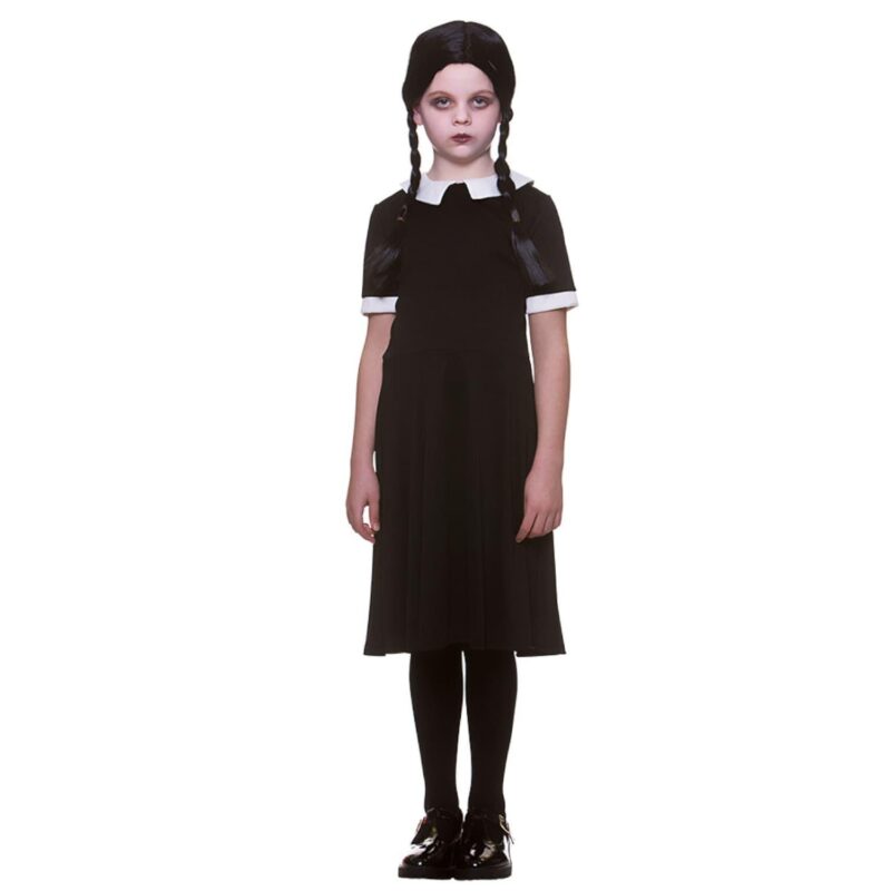 Creepy School Girl (Wednesday) Halloween Girls Fancy Dress Costume