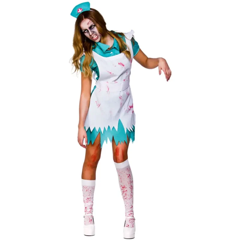 Blood Thirsty Zombie Nurse Halloween Fancy Dress Costume