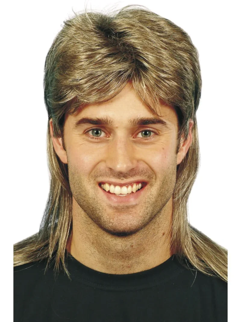 Brown with Blonde Highlights Mullet Wig