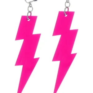 80s Neon Lightening Bolt Earrings Pink