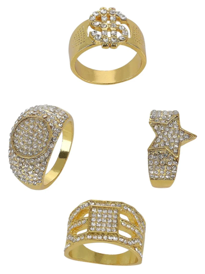 90s Gold & Diamond 4PK Rings - Image 2