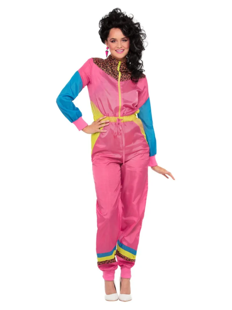 80s Colour Block Ski Shell Suit Ladies Fancy Dress Costume - Image 2