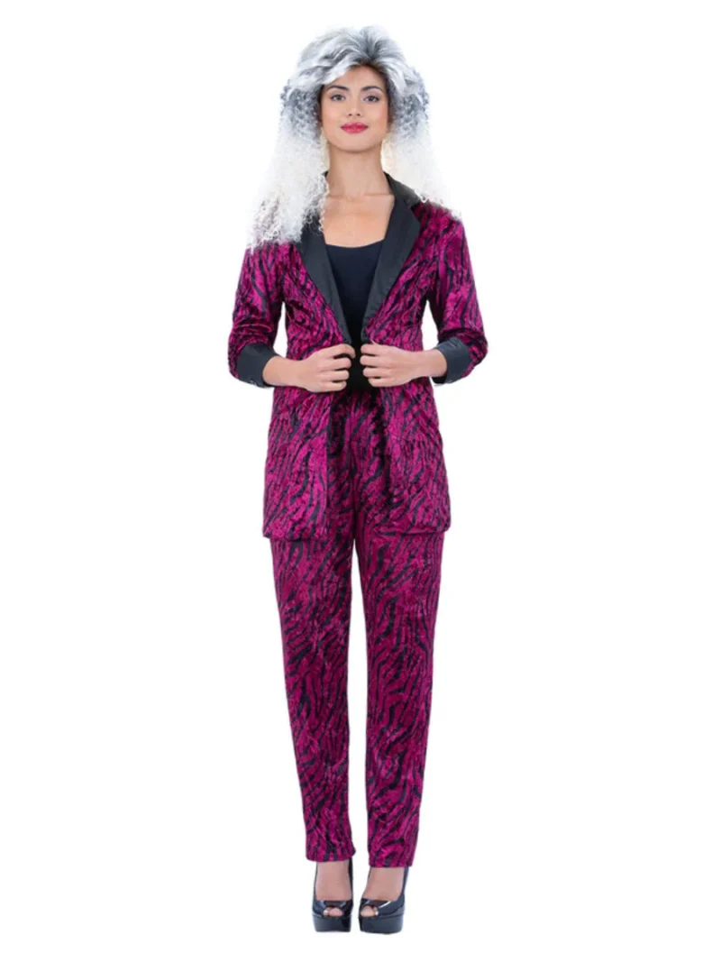 80s Pink Zebra Suit Unisex Fancy Dress Costume - Image 2