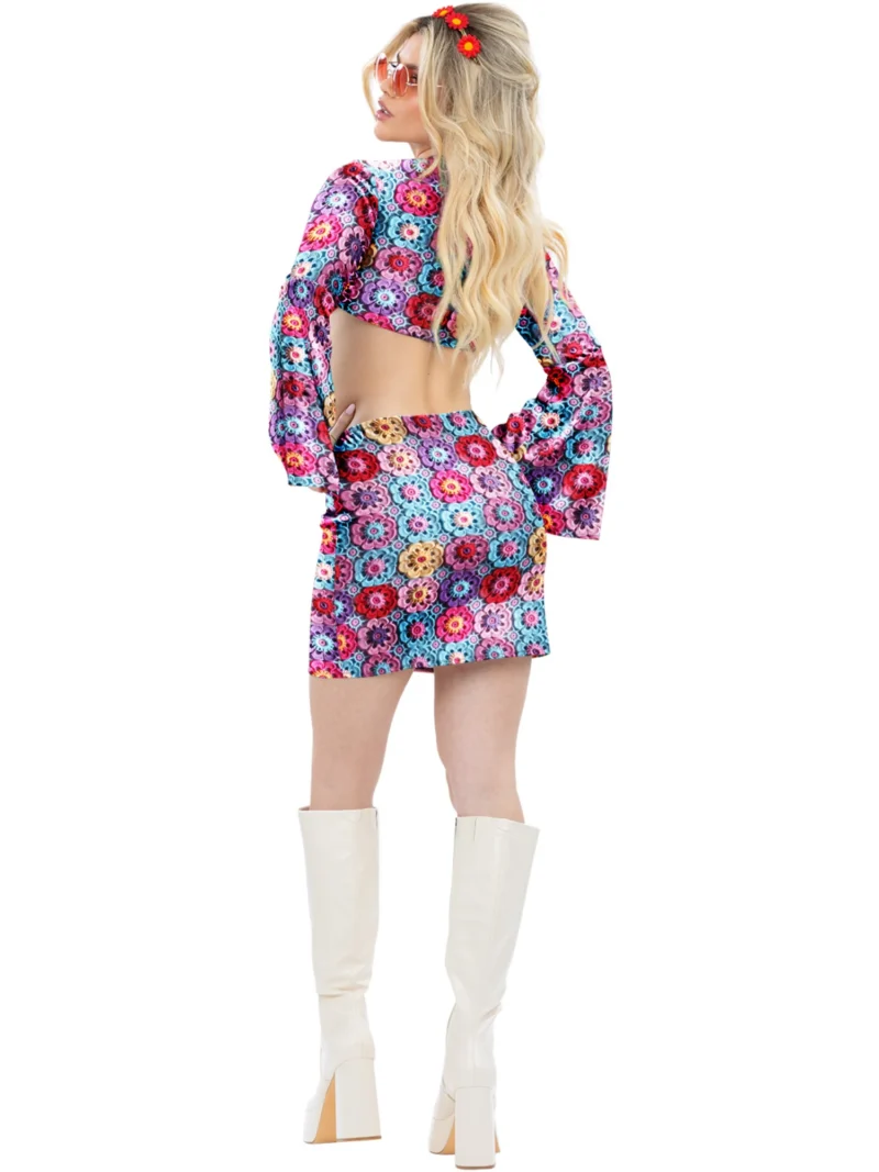 Fever Rainbow 60s Crochet Ladies Fancy Dress Costume - Image 3
