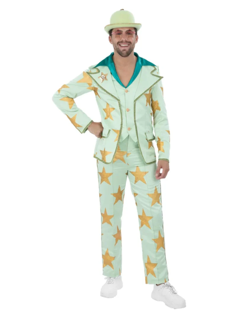Elton Johns Walk Of Fame Star Suit Mens Fancy Dress Costume - Image 2