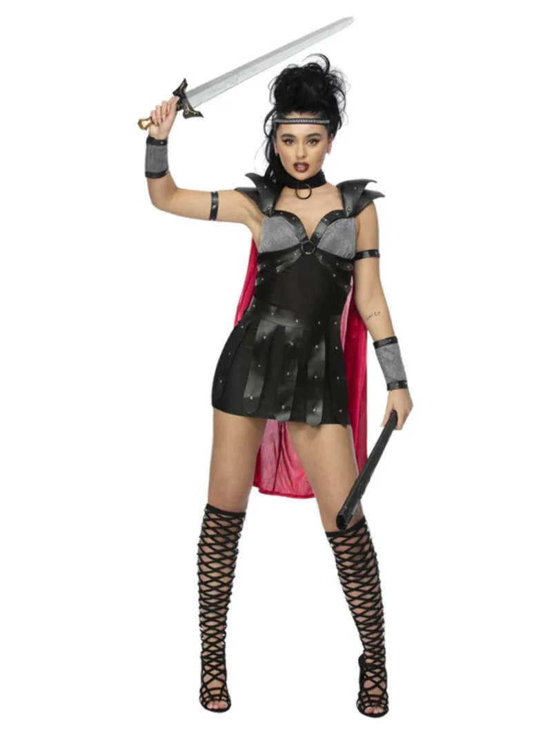 Fever Black Gladitor Ladies Fancy Dress Costume - Image 2