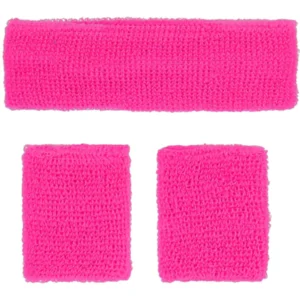 80s Neon Sweatbands, Pink - Image 2