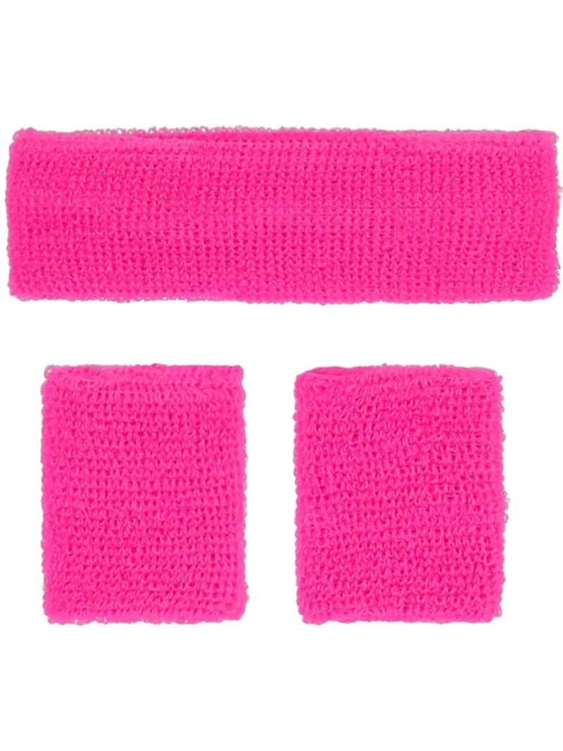 80s Neon Sweatbands, Pink - Image 2