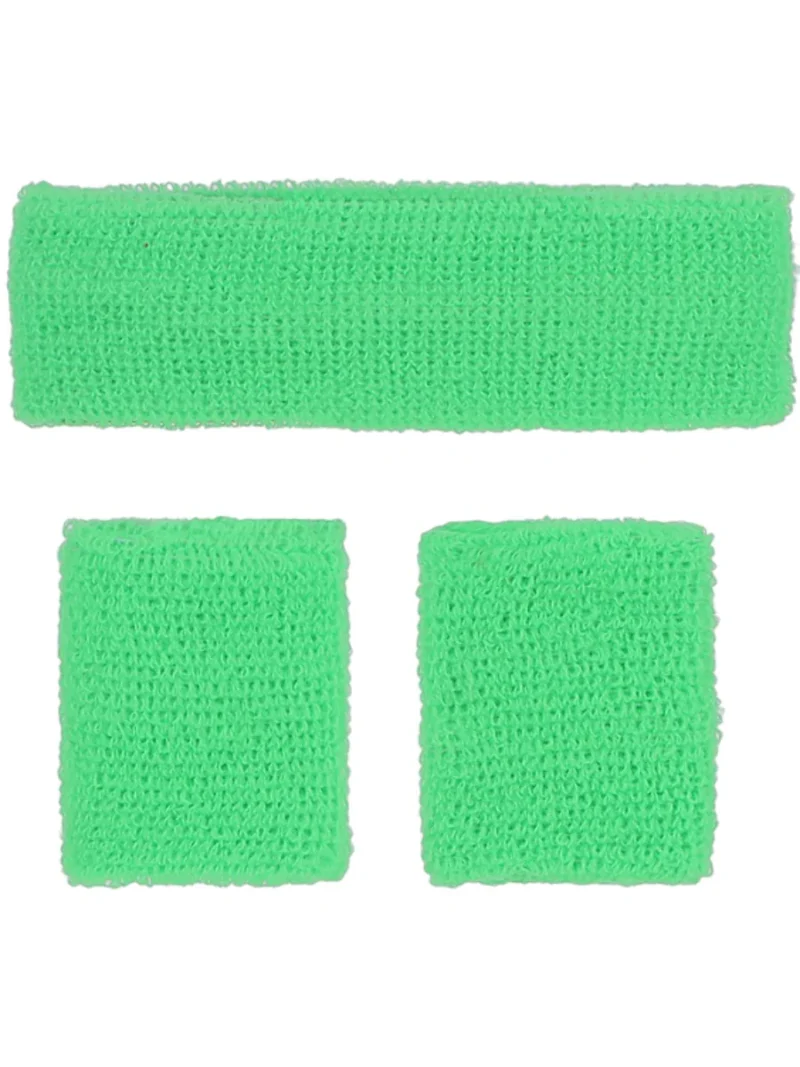 80s Neon Sweatbands, Green - Image 2