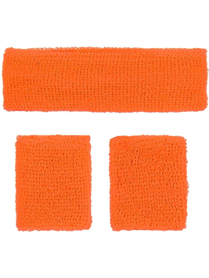 80s Neon Sweatbands, Orange - Image 2