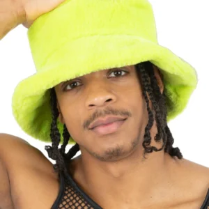 90s Green Fur Bucket Hat - Image 2
