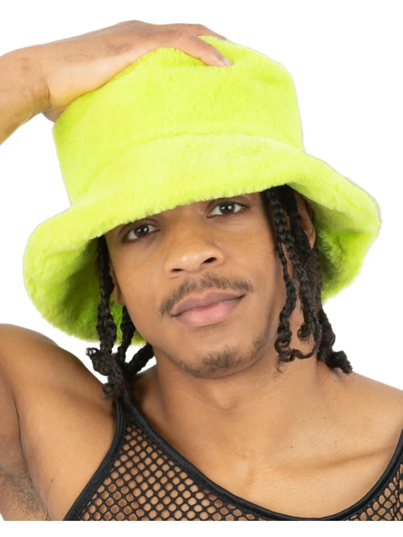90s Green Fur Bucket Hat - Image 2