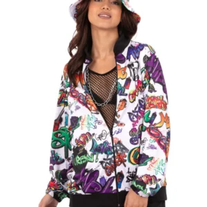 90s Hip Hop Graffiti Jacket Unisex Fancy Dress Costume - Image 2