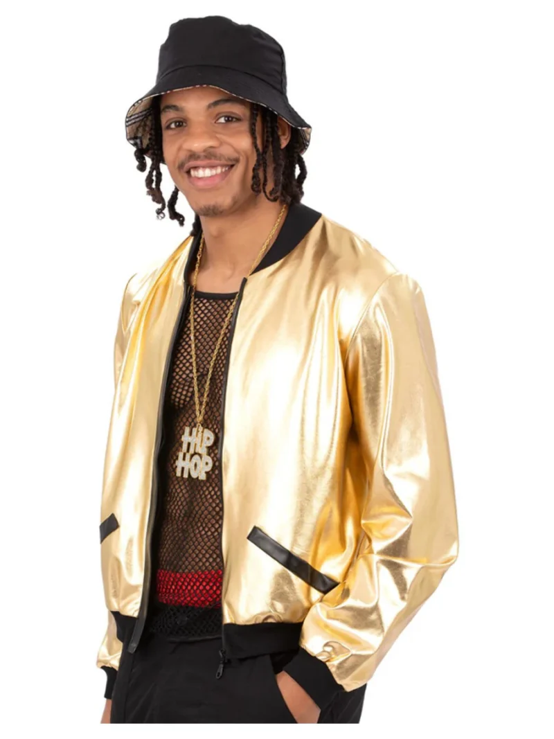 90s Gold Jacket Unisex Fancy Dress Costume - Image 2