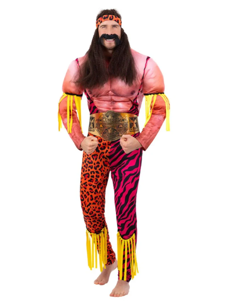 90s Deluxe Wrestler Mens Fancy Dress Costume - Image 2