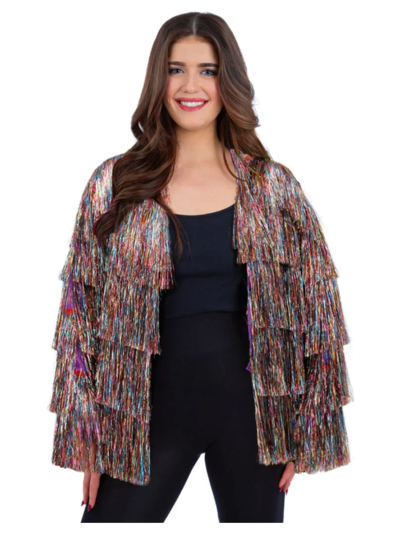 Fever Tinsel Festival Jacket, Rainbow Dreams Unisex Fancy Dress Costume - Image 2