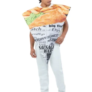 Fish And Chips Unisex Poncho Costume - Image 2