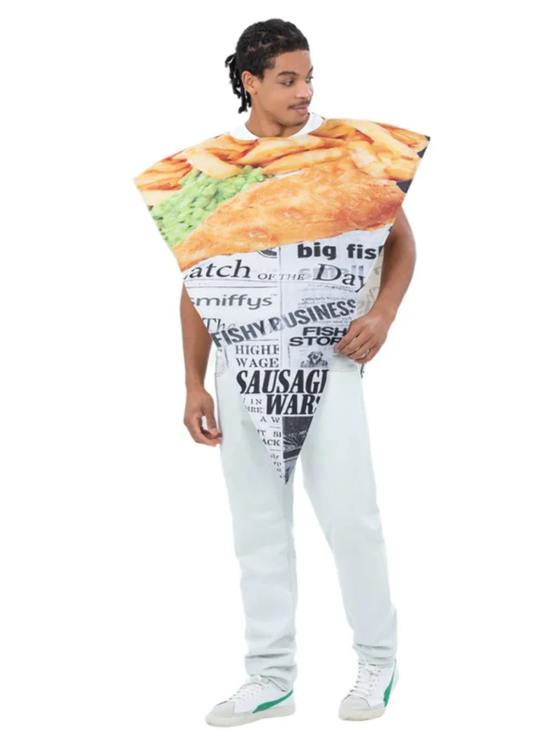 Fish And Chips Unisex Poncho Costume - Image 2