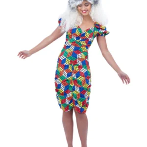 Rubik Cube Dress Ladies Fancy Dress Costume - Image 2