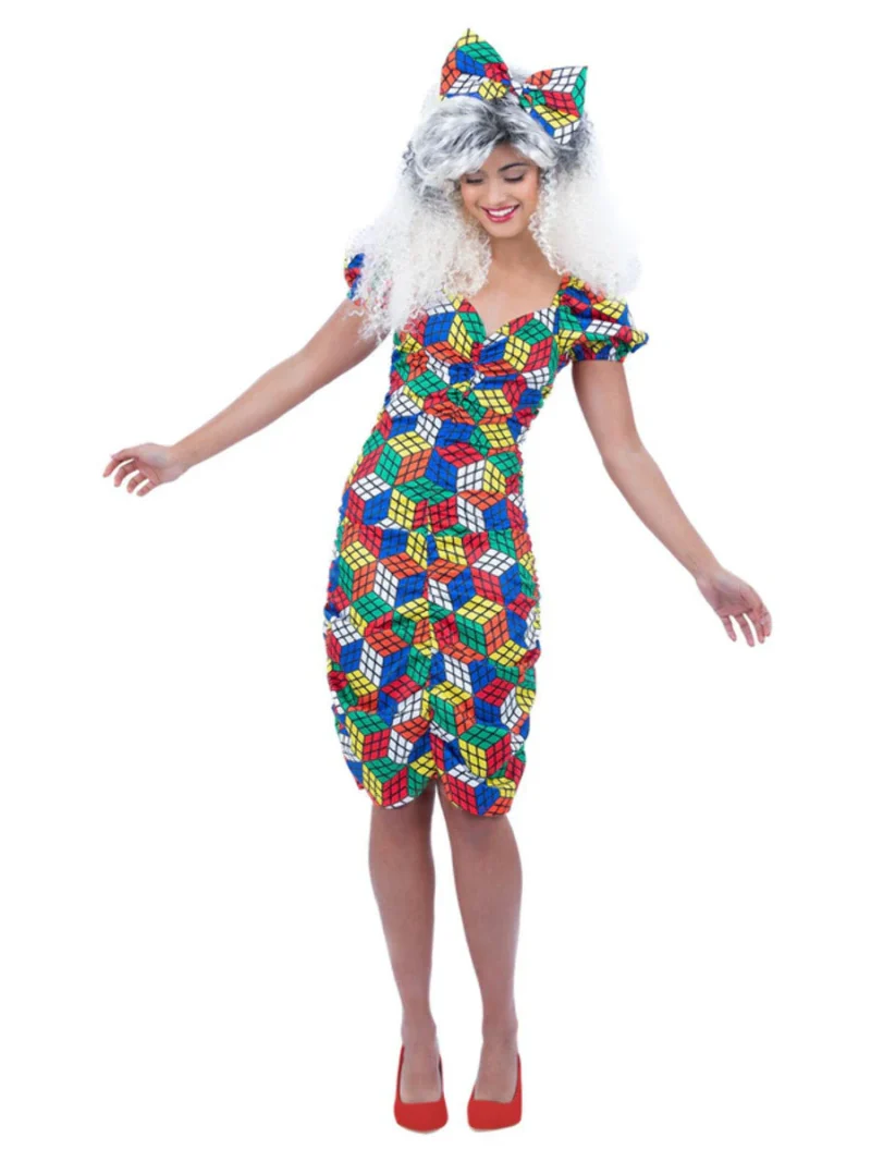 Rubik Cube Dress Ladies Fancy Dress Costume - Image 2