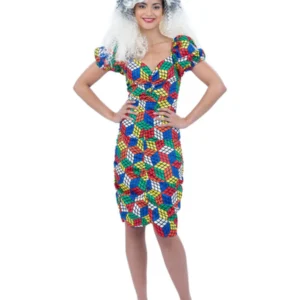 Rubik Cube Dress Ladies Fancy Dress Costume