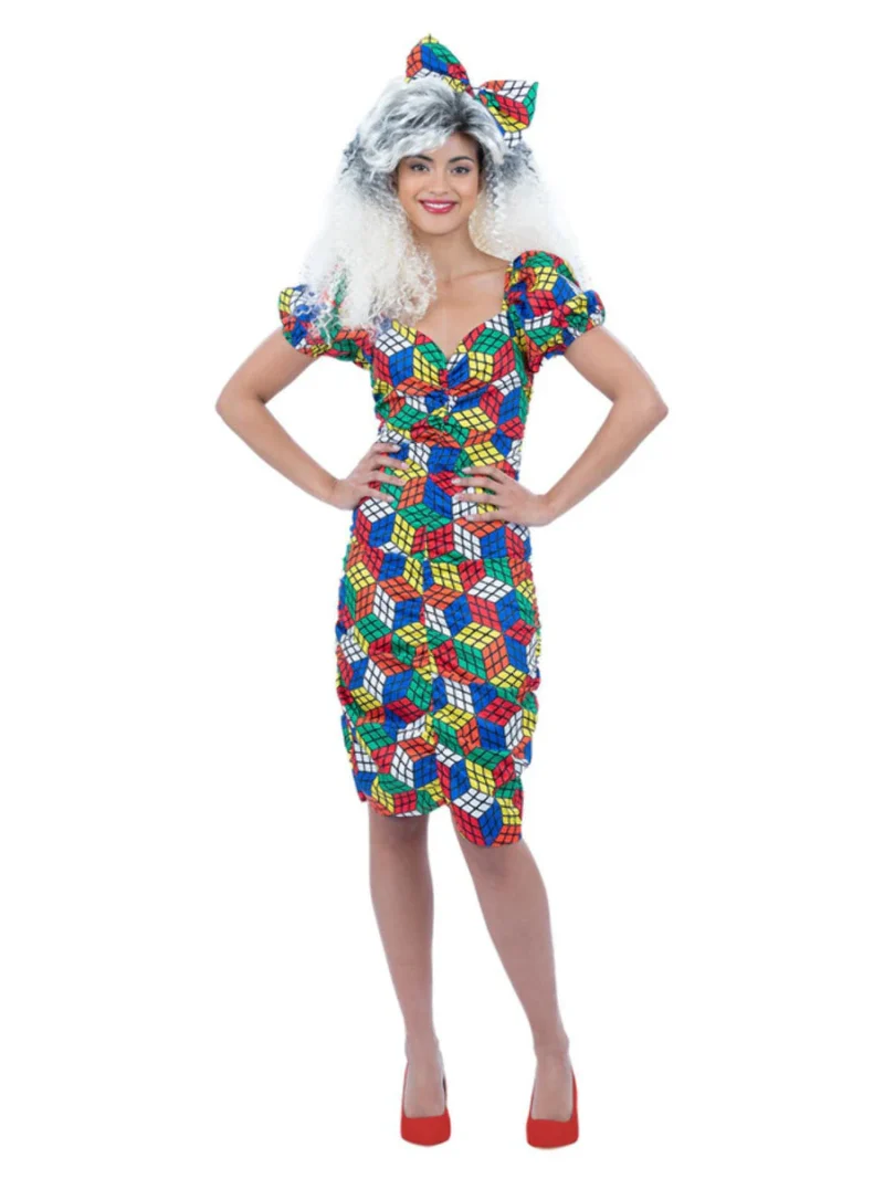 Rubik Cube Dress Ladies Fancy Dress Costume