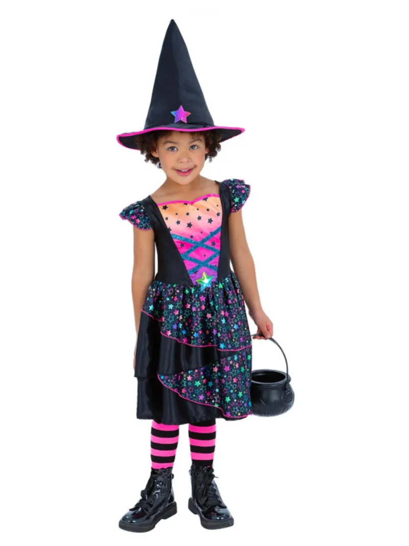 Neon Star Witch Childrens Fancy Dress Costume - Image 2