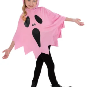 Pink Ghost (Ghost Face) Poncho, Kids Unisex - Image 2