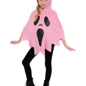 Pink Ghost (Ghost Face) Poncho, Kids Unisex