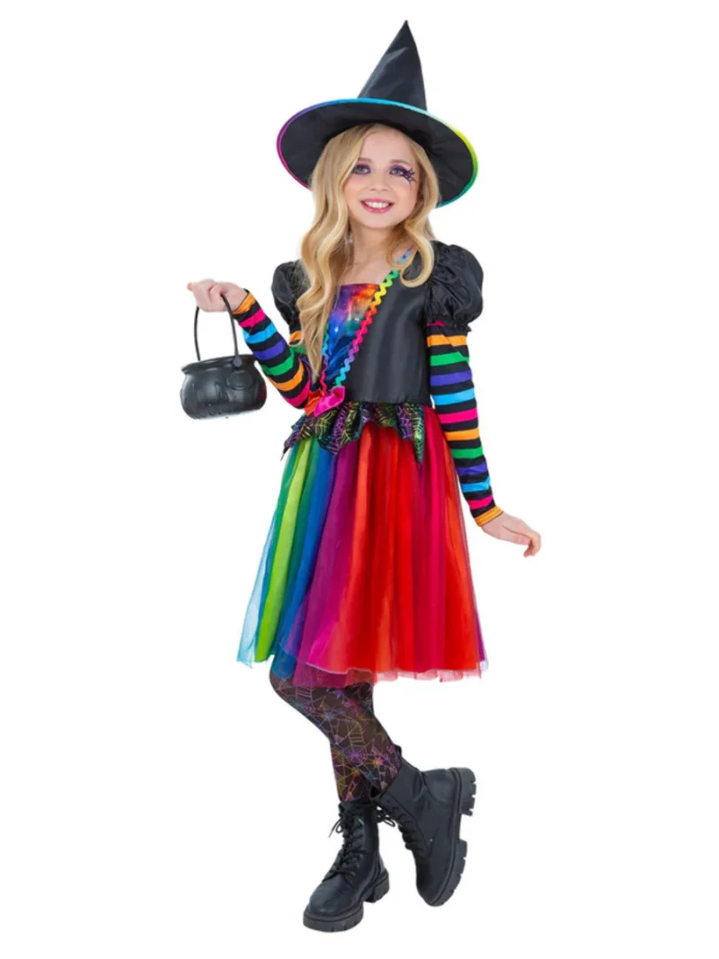 Rainbow Witch Childresn Fancy Dress Costume - Image 2