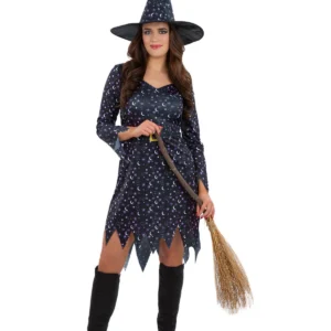 Moon & Star Witch Ladies Halloween Fancy Dress Costume - Image 2
