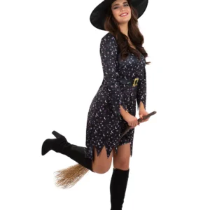 Moon & Star Witch Ladies Halloween Fancy Dress Costume