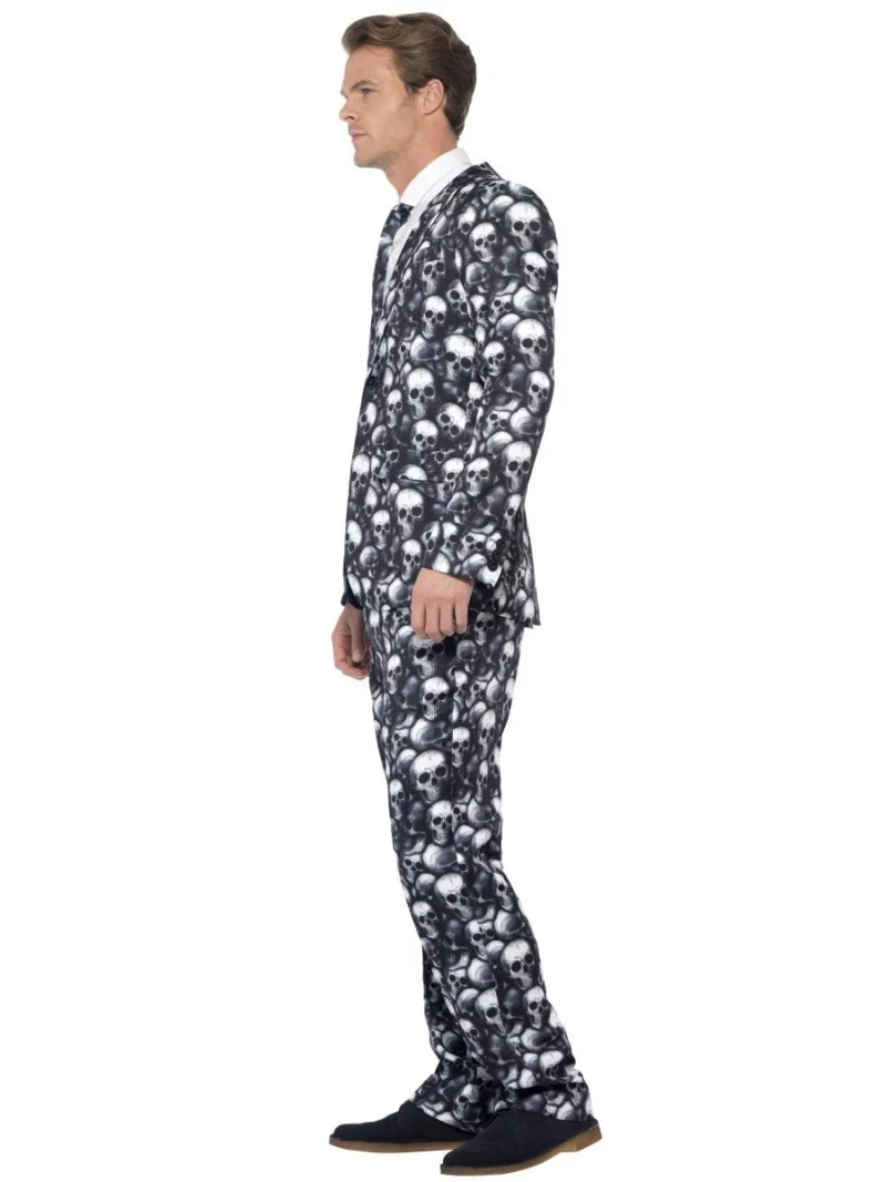 Skeleton Skull Standout Suit Mens Fancy Dress Costume - Image 2
