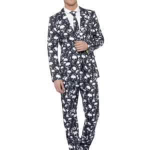 Skeleton Skull Standout Suit Mens Fancy Dress Costume
