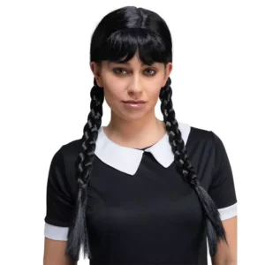 Scary Schoolgirl (Wednesday Addams) Adult Wig - Image 2